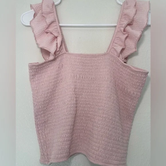 Elegant Ruffled Pink Crop Top - Picture 2 of 6